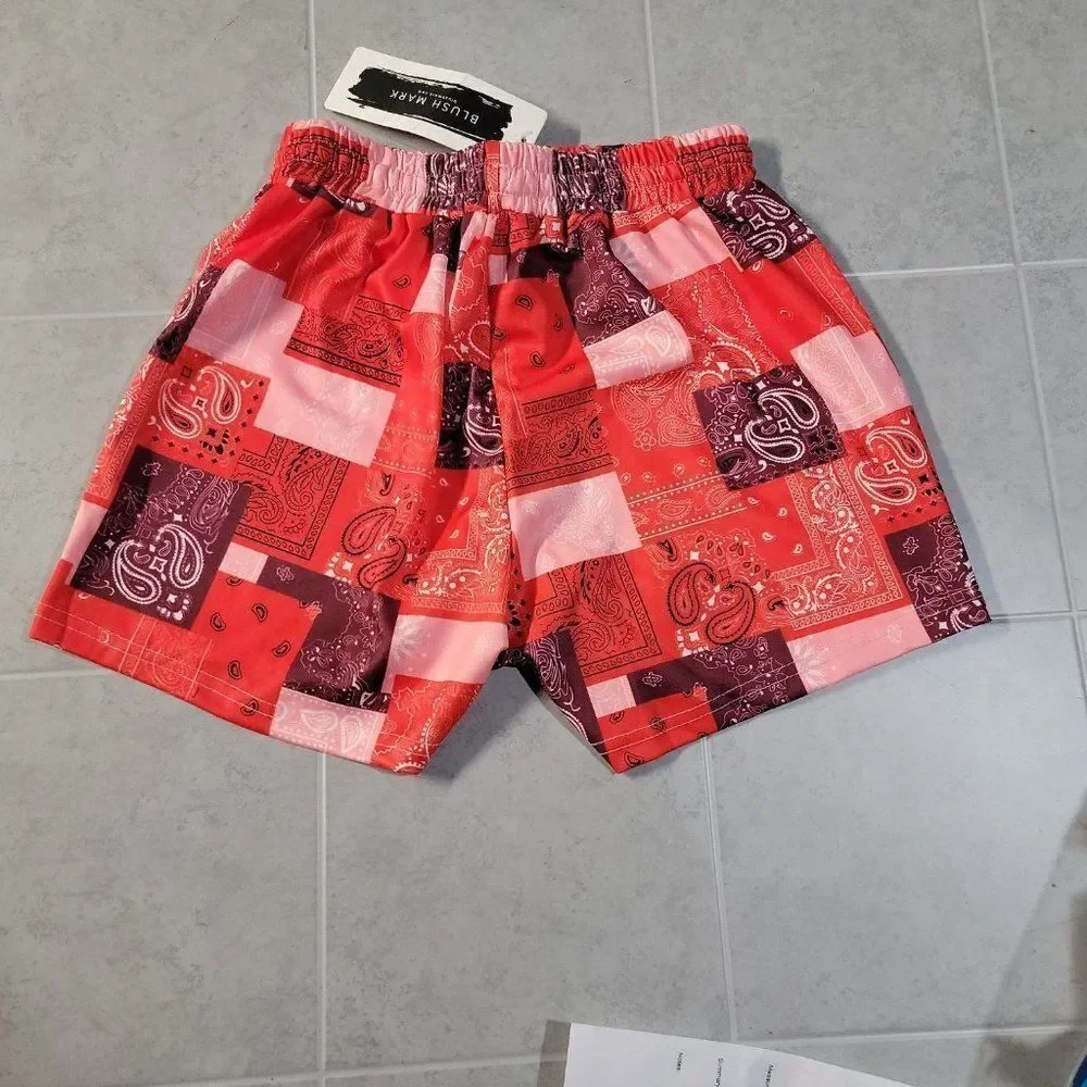 Blush Mark Womens Orange Paisley Elastic Waist Stretch Bermuda Shorts XS